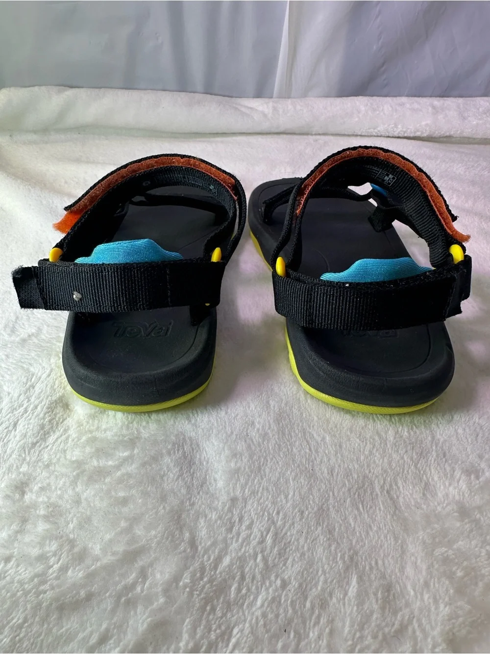 Teva Kids Black Sandals with Lime & Blue Accents